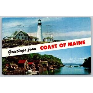 Postcard Maine Portland Head Light Greetings from Coast Atlantic Posted 1961 VTG